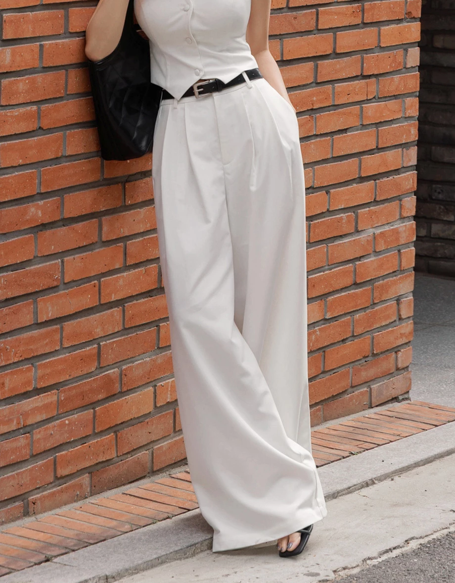 High-Waist Pleated Trousers